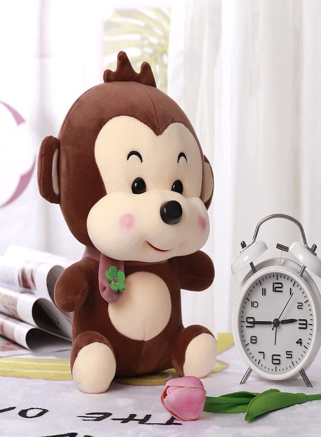 Tickles Stuffed Plush Animal Muffler Monkey Toy (Color: Brown Size:25 Cm) - Image 1